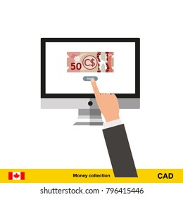 Internet banking concept. Yen banknote. Transferring Money vector illustration