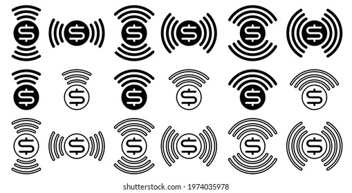 Internet banking conceptual icons set - symbol of online payment, electronic payment for applications, websites and other internet resources. Signal icon with money sign. Vector elements