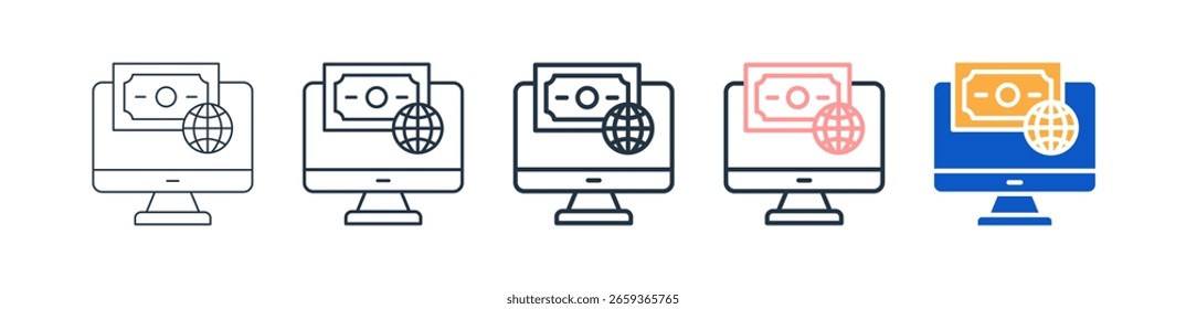 Internet Banca diferentes iconos de estilo establecen la Ilustración vectorial.