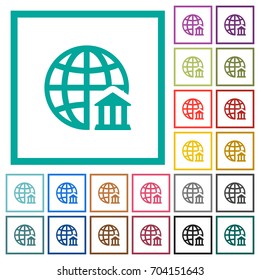 Internet banking flat color icons with quadrant frames on white background