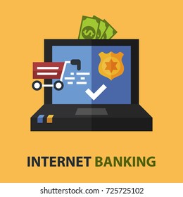 Internet banking flat concept. Vector illustration. Element template for design.