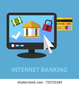 Internet banking flat concept. Vector illustration. Element template for design.