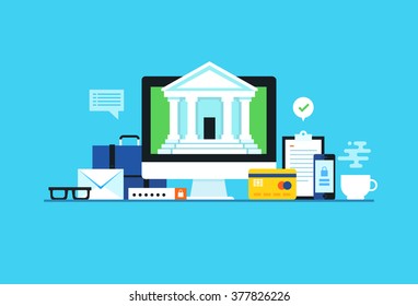 Internet banking. Flat design modern vector illustration concept.