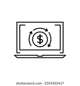 Icono plano de la banca por Internet. Concepto de tecnología de pagos en línea. Transferencia bancaria por Internet. Para presentación de negocios y pagos. Ilustración vectorial.