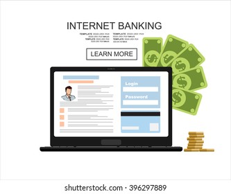 Internet banking. Flat vector illustration