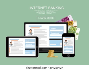 Internet banking. Flat vector illustration