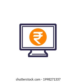 internet banking icon with indian rupee