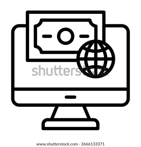Internet Banking Icon Line Design Vector Illustration