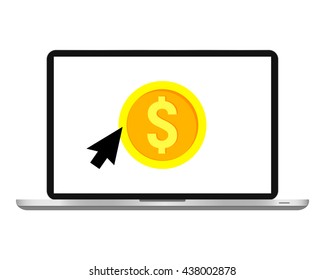 Internet banking icon. Online purchase with laptop.Vector illustration.