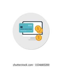 internet banking icon, Online shopping concept, Credit card - Vector flat icon