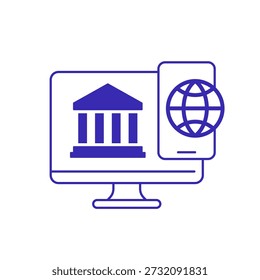 Ícone do Internet Banking com telefone e computador