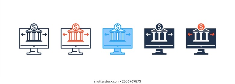 Conjunto de iconos de banca por Internet colección de estilo múltiple
