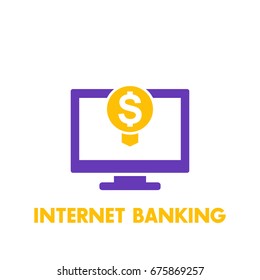 internet banking icon, vector pictogram