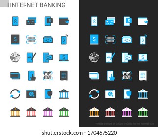 Internet banking icons light and dark theme. 48x48 Pixel perfect.
