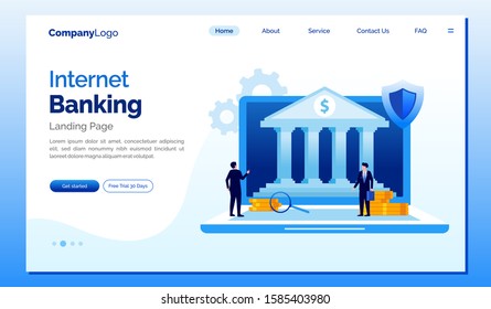 Internet banking landing page website illustration vector template