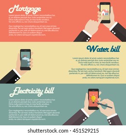 Internet banking mobile payments concept. Flat style design