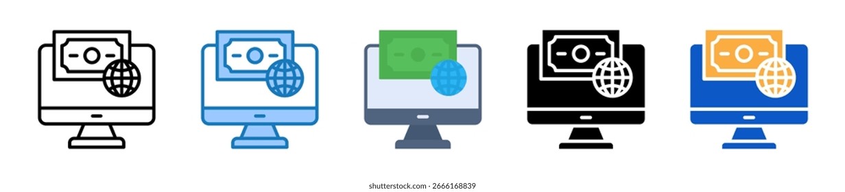 Internet Banking múltiples iconos de estilo establecen la Ilustración vectorial de diseño.