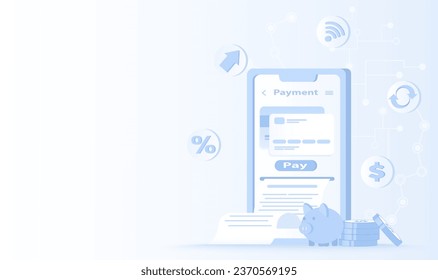 Internet banking and online payment concept. Money management, easy payment, currency exchange, digital wallet, transferring, convenient credit card and transaction. Flat vector design illustration.