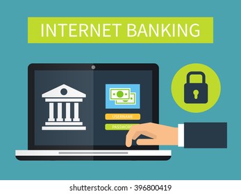 Internet banking online transaction. Flat vector illustration.