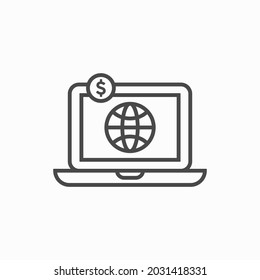 internet banking, payments icon. Computer dollar vector illustration on white isolated background