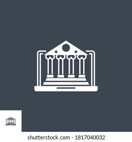 Internet Banking-bezogene Vektorsymbol. Einzeln auf schwarzem Hintergrund. Vektorgrafik.