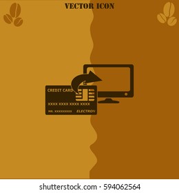 Internet banking vector  icon Coffee symbol background.