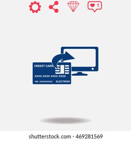 Internet banking vector icon on grey background.
