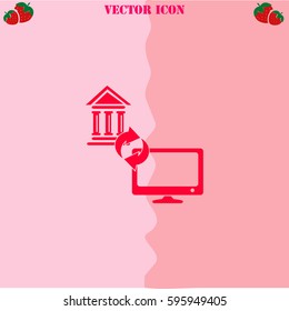 Internet banking vector  icon. Strawberry Background.