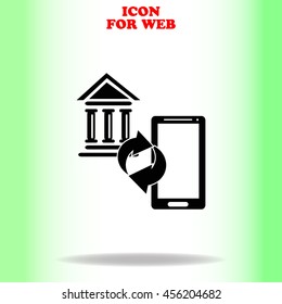 Internet banking web icon. Black illustration on white background