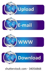 Internet banners with globe and arrows on the white background