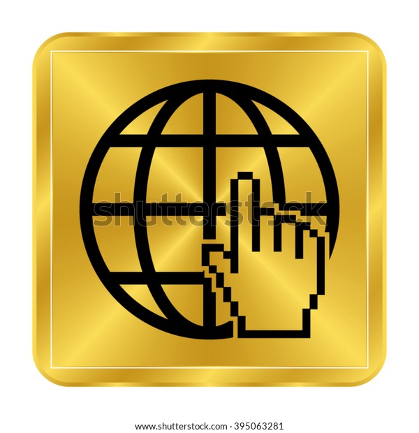 Internet Black Vector Icon Gold Button Stock Vector Royalty Free