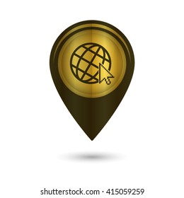Internet - black vector icon; golden  map pointer