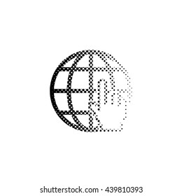 Internet - black vector icon;  halftone illustration
