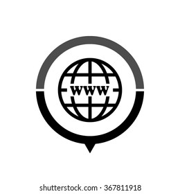 Internet - black vector icon; map pointer;  message bubble