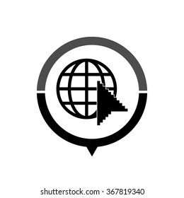 Internet - black vector icon; map pointer;  message bubble