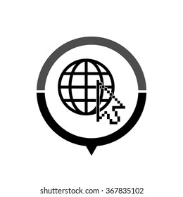 Internet - black vector icon; map pointer;  message bubble