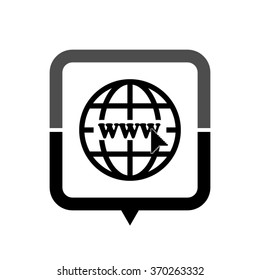 Internet - black vector icon; map pointer;  message bubble