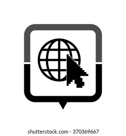 Internet - black vector icon; map pointer;  message bubble