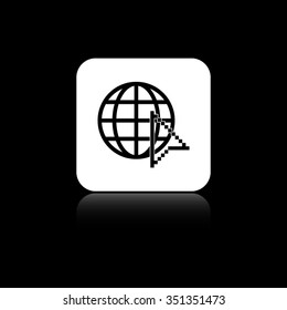 Internet - black vector icon on the white button