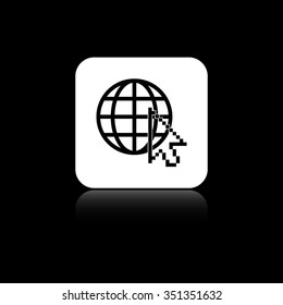 Internet - black vector icon on the white button