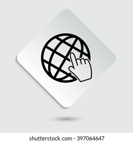 Internet - black vector icon on  a paper button