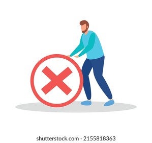 Internet blocking flat composition with isolated ban signs messages and computer windows with people vector illustration
