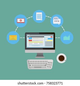 internet blog flat vector concept design eps 10 