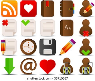 Internet and blogger icons set of 20