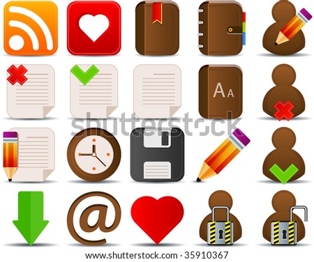 Internet and blogger icons set of 20