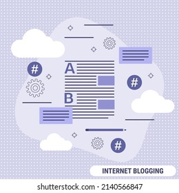 Internet blogging, blog management, web publication flat design style vector concept illustration