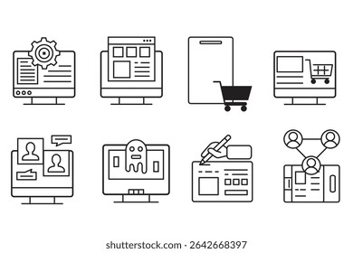 Internet blogging and chatting vector icon set 