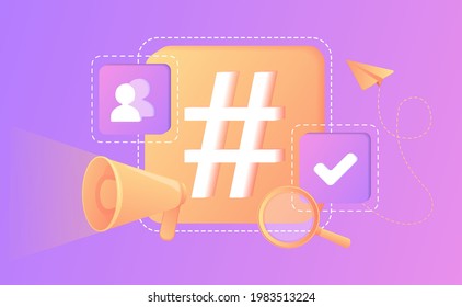 Internet blogging, vlogging. influencer, viral content, marketing. Social media hastag isolated design element. Copywriting, keyword researching. Smm.Accurate marketing strategy.Digital communication.