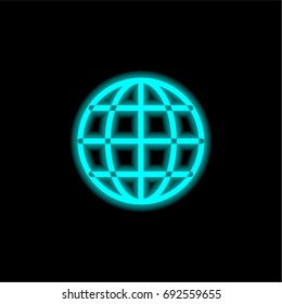 Internet blue glowing neon ui ux icon. Glowing sign logo vector