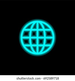 Internet blue glowing neon ui ux icon. Glowing sign logo vector